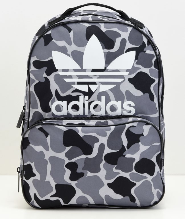 grey and black adidas backpack